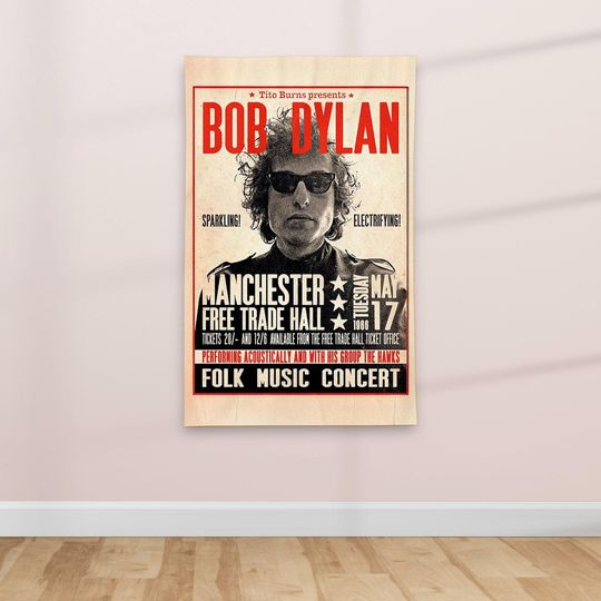 1960s Retro American Folk Rock Music Textile Poster