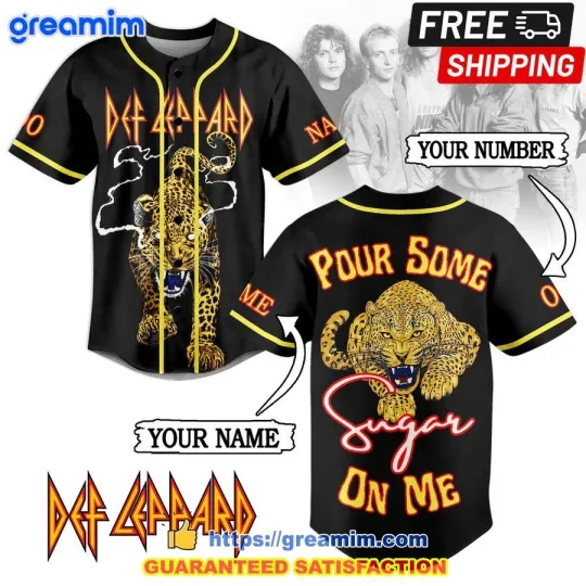 Def Leppard Pour Some On Me Custom Baseball Jersey