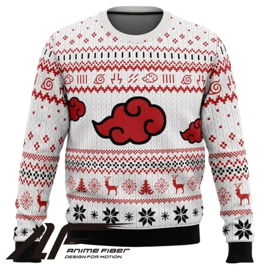 Narutoo Akatsuki White Christmas Ugly Sweater