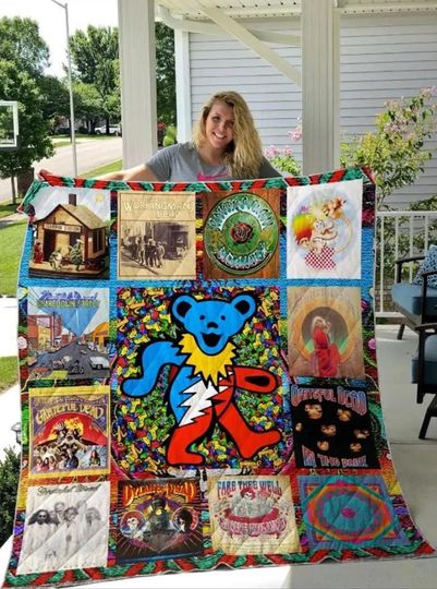 Grateful Dead Quilt Blanket, Fleece Blanket, Band Blanket, Personalized Halloween & Christmas Bedding