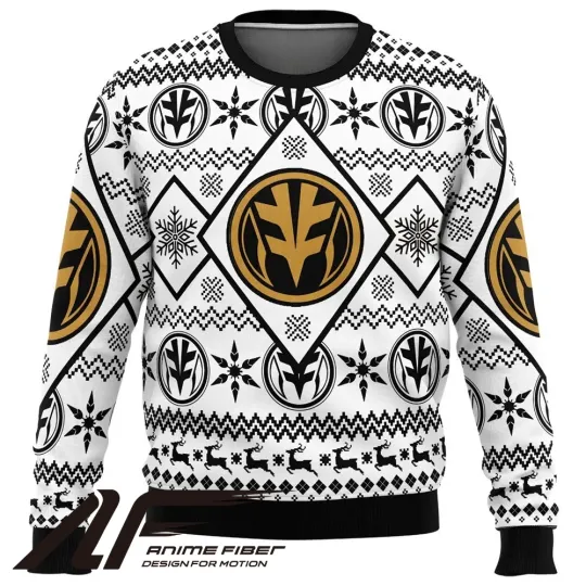 Power Rangers White Ranger Christmas Ugly Sweater