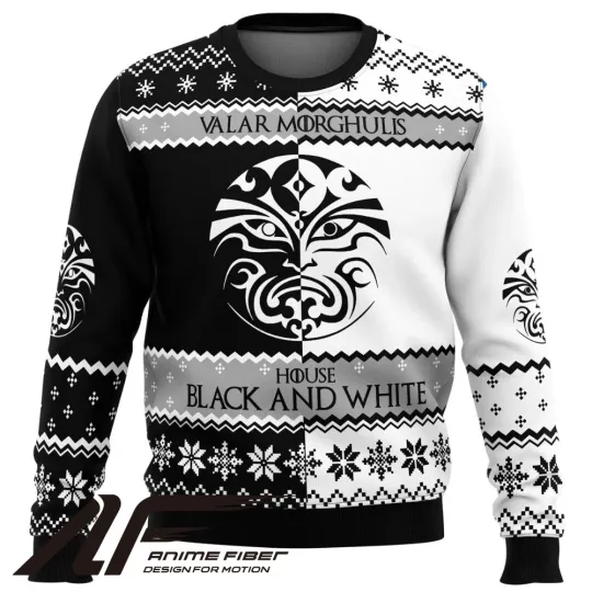 Game of Thrones House Black and White Christmas Ugly Sweater