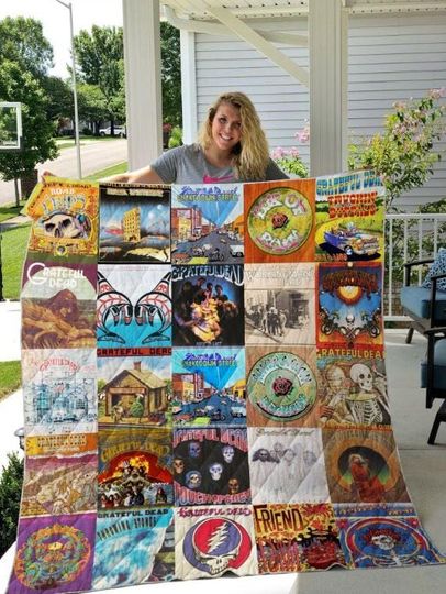 Grateful Dead Album Quilt, Band Fleece Blanket, Personalized Halloween & Christmas Bedding