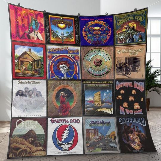 Grateful Dead Blanket Quilt, Fleece Band Blanket, Personalized Halloween and Christmas Bedding Gift