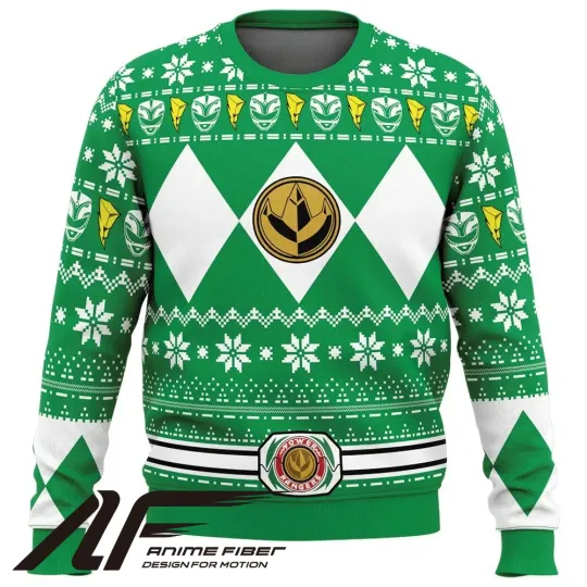Power Rangers Mighty Morphin Green Ranger Christmas Ugly Sweater
