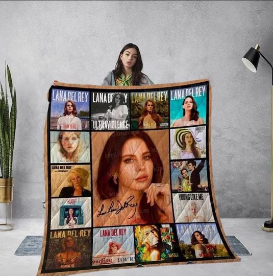 Lana Del Rey Music Blanket, Vintage Singer Quilt, Handmade Bedding