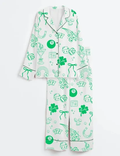 Women’s St Patrick's Day Shamrock Lucky Irish Pajama Set