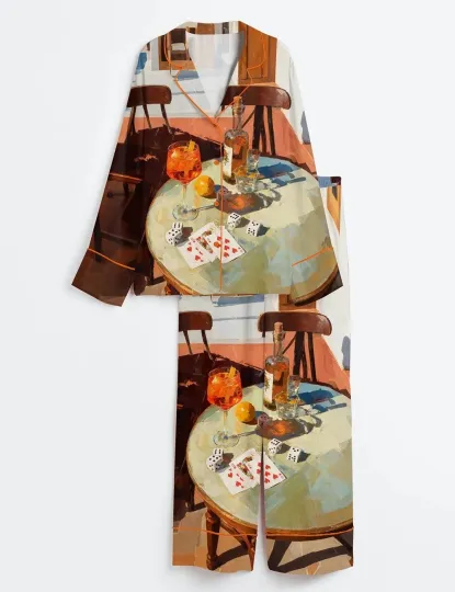 Women’s Cocktail Dice & Cards Aperol Drink Pajama Set