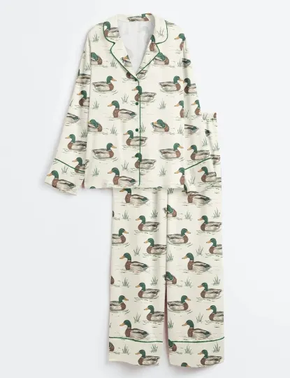 Women’s Watercolor Mallard Duck Duck Hunting Pajama Set