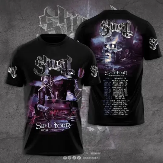Ghost Band Skeletour World Tour 2026 3D T-Shirt