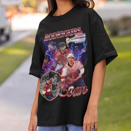 Evan Rodrigues Shirt Vintage 90s Florida Panthers NHL Hockey Design Retro Bootleg Gift Classic Graphic Tee Unisex T-Shirt Limited Edition