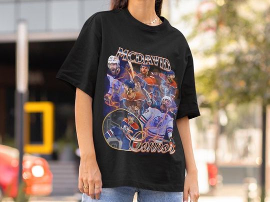 Connor McDavid Shirt Vintage 90s Edmonton Oilers Fan NHL Hockey Design Retro Bootleg Gift Classic Graphic Tee Unisex T-Shirt Limited Edition