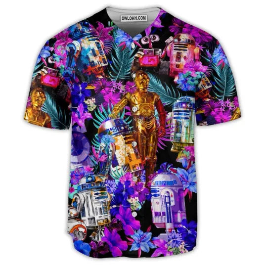 Special Starwars R2 D2 With Friends Synthwave Baseball Jersey
