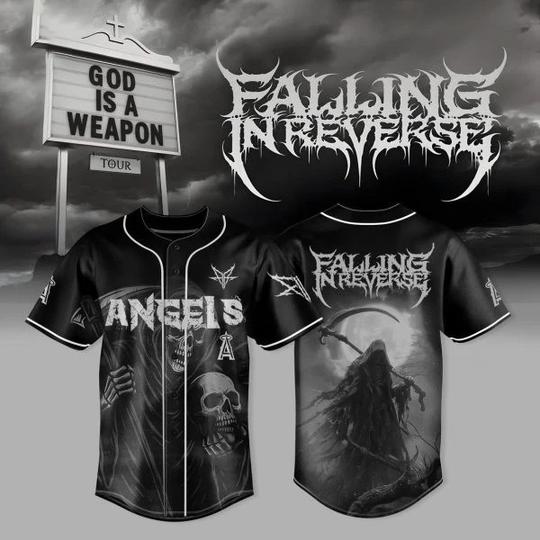 LA Angels Baseball Jersey Falling In Reverse God Is a Weapon Tour 2025