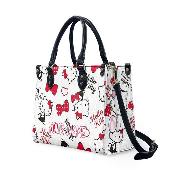 Personalized Hello Kitty Luxury Women PU Leather Handbag, Hello Kitty gift,