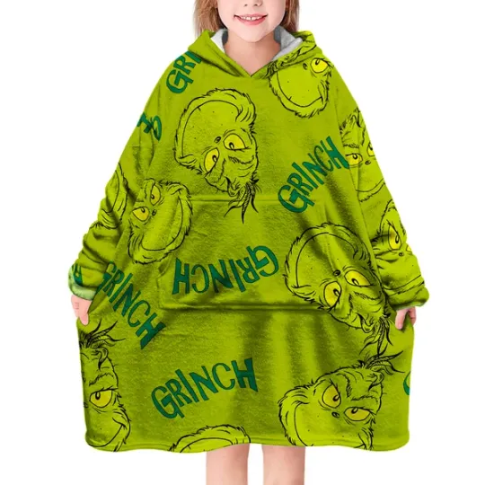 Green funny character  Blanket Hoodie | Christmas Gift | Winter Wear