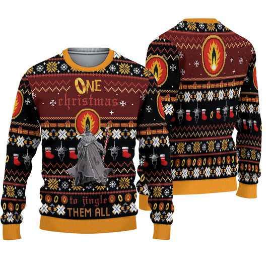 One Christmas To Jingle Them All Gandalf Christmas Knitted Sweater, Movie Funny Sweater, Ugly Christmas, Xmas Sweater, Ugly Sweater 2025