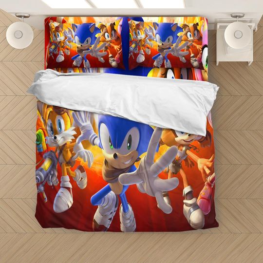 Sonic & Shadow Cartoon Bedding Set with Duvet Cover and Pillowcases