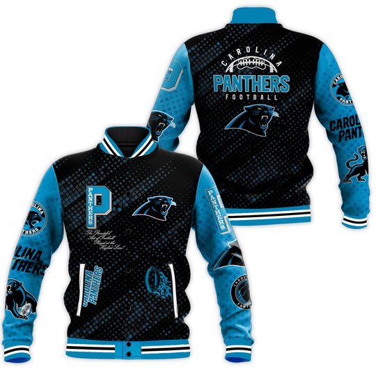 Carolina Panthers Baseball Jacket Print Logo Team Football Jacket
