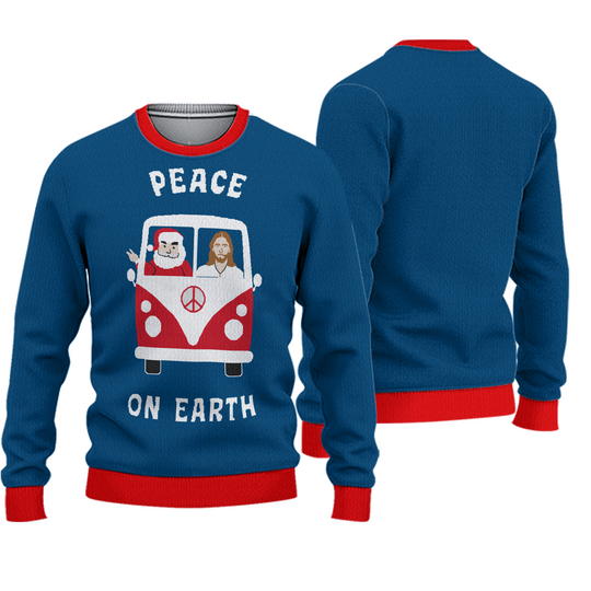 TIPSY ELVES PEACE ON EARTH UGLY CHRISTMAS SWEATER Women's Medium  SANTA / JESUS