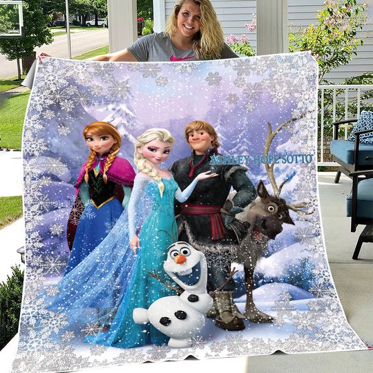 Personalized Animated Ice Princess Blanket, Princess Sister Blanket, Ice Queen Blanket