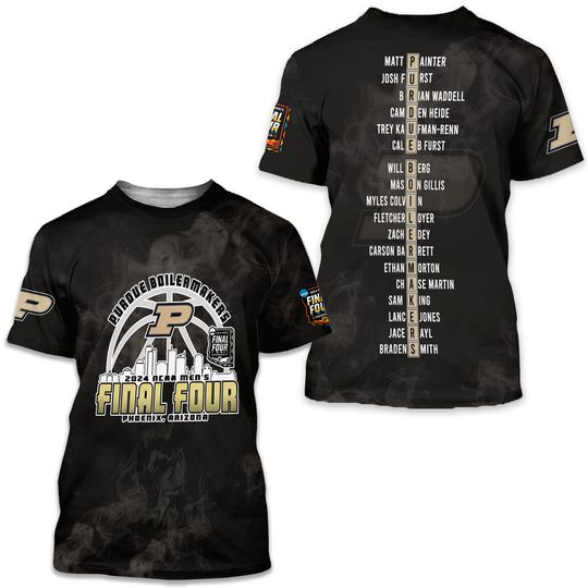 Purdue-Boiler-makers 2024 NCA Mens Final Four Phoenix AZ 3D T Shirt