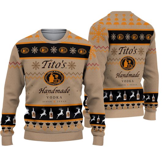 Tito's Handmade Vodka Ugly Sweater, Vodka Drinking Shirt, Tito Vodka Xmas Men Women Sweatshirt For Lovers, Christmas Party 2025 Gifts