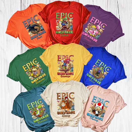 Custom Disney 2026 Epic Universe Family Vacation Shirt, Super Mario Matching Group Shirts