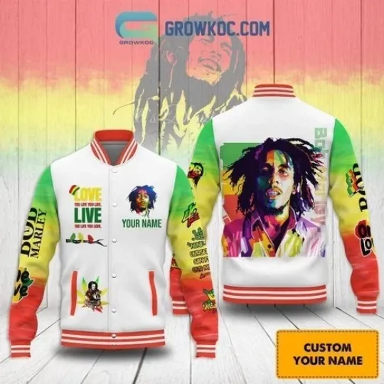 Bob Marley Love The Life Personalized Baseball Jacket