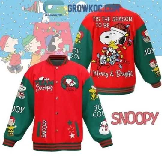 Sno0py Tis The Season To Be Merry And Bright Christmas Baseball Jacket