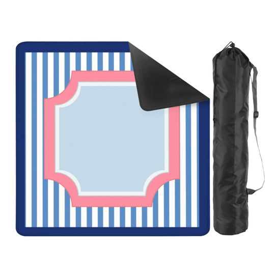 Palm Springs Blue Mahjong Mat: Monogrammable Preppy Game Night