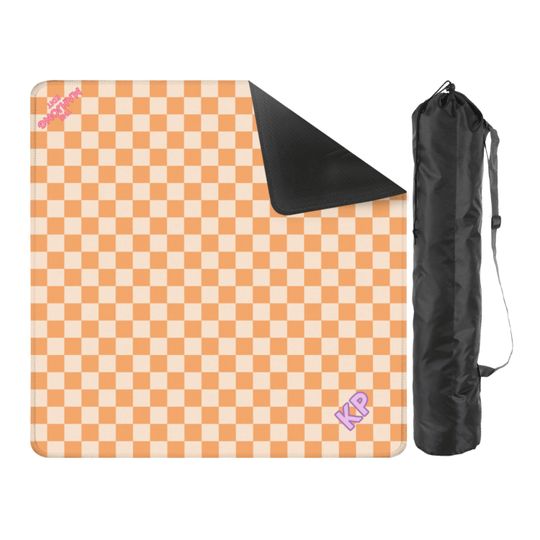 Orange Check Mahjong Mat: Personalized Preppy Game Mat