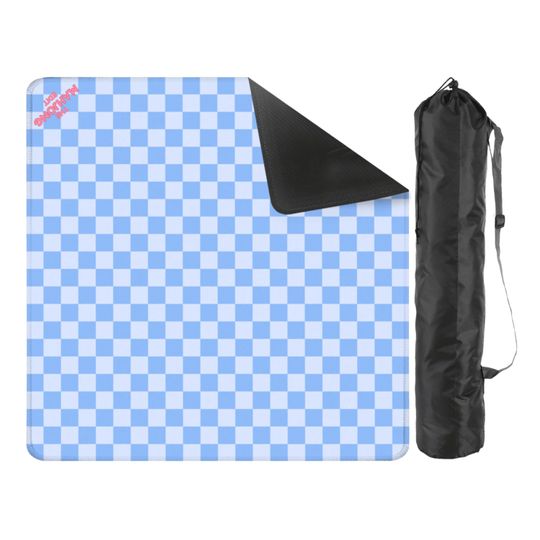 Blue Check Mahjong Mat: Preppy Game Night, Travel Storage Bag