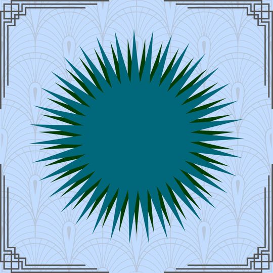 Teal Burst Mahjong Mat with Printed Mahj