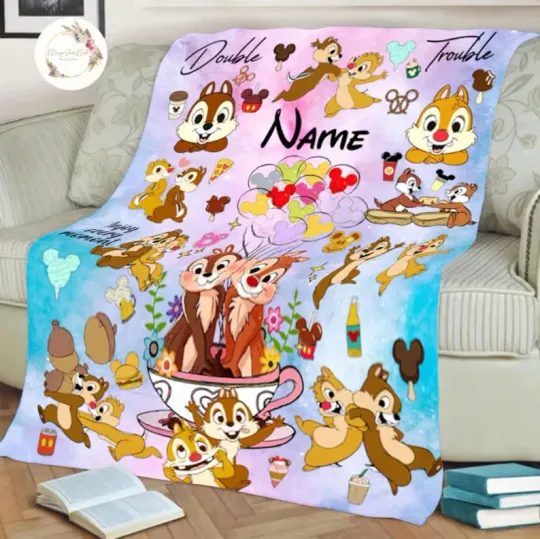 Personalized Disney Chip And Dale Blanket Gift For Friends, Kids