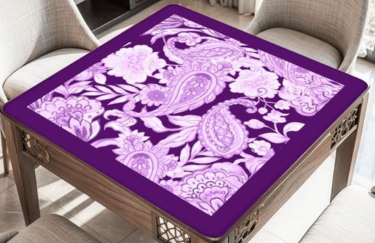 Lilac Paisley Perfection Mahjong Mat: Mahj Game Tabletop