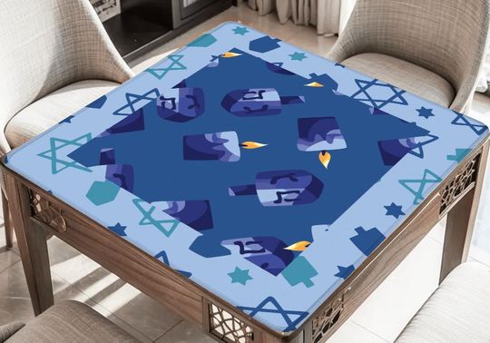Hanukkah Dreidel Mahjong Mat: Mahj Game Tabletop