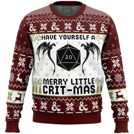 Have Yourself Merry Little Crit-Mas Dungeons and Dragons Ugly Christmas Sweater