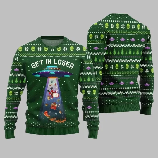 2025 Christmas Alien UFO Ugly Christmas Sweater