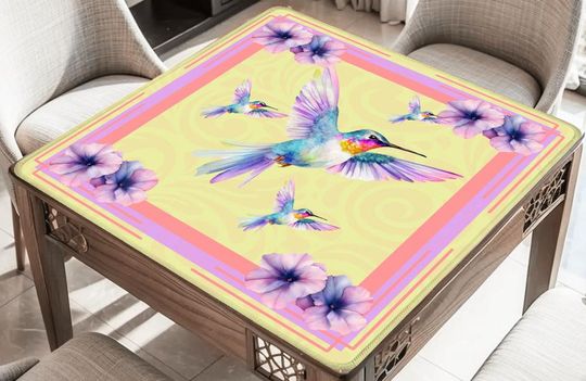 Hummingbird Spring Mahjong Mat: Mahj Game Tabletop