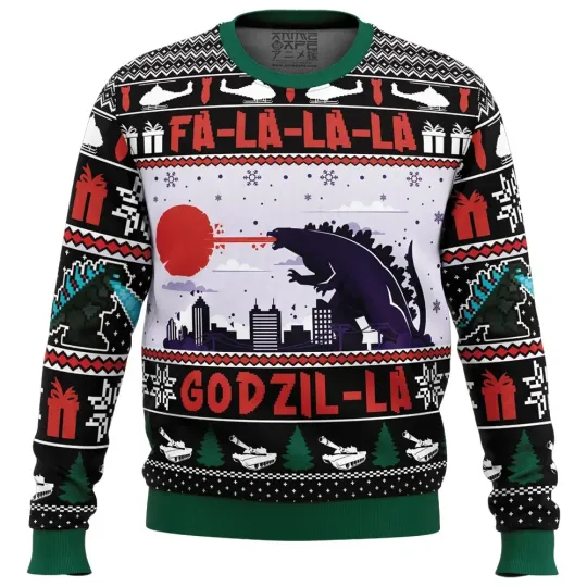 FaLaLaLa Godzil-La god zilla Ugly Christmas Sweater
