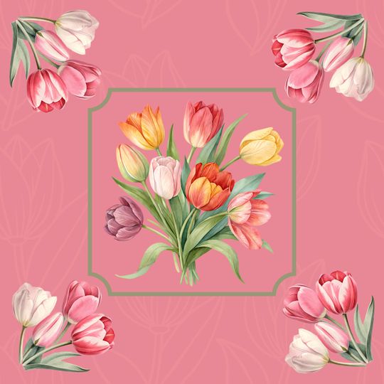 Spring Tulips Mahjong Mat: Mahj Game Tabletop