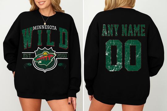 Personalized Minnesota Wild Sweatshirt| Minnesota Wild  Hockey Shirt| Custom Hockey Shirt| Crewneck Hockey Shirt
