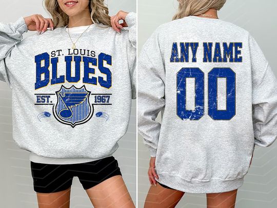 Personalized St. Louis Blues Sweatshirt| St. Louis Blues  Hockey Shirt| Custom Hockey Shirt| Crewneck Hockey Shirt