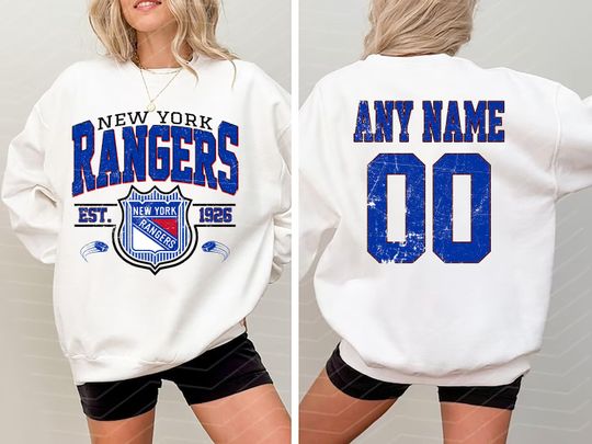 Personalized New York Rangers Sweatshirt| New York Rangers  Hockey Shirt| Custom Hockey Shirt| Crewneck Hockey Shirt