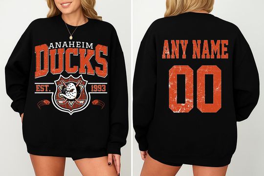 Personalized Anaheim Ducks Sweatshirt| Anaheim Ducks  Hockey Shirt| Custom Hockey Shirt| Crewneck Hockey Shirt