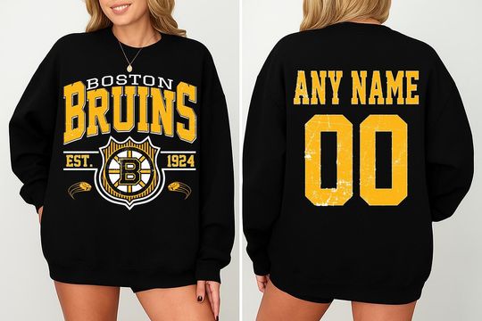 Personalized Boston Bruins Sweatshir| Boston Bruins  Hockey Shirt| Custom Hockey Shirt| Crewneck Hockey Shirt