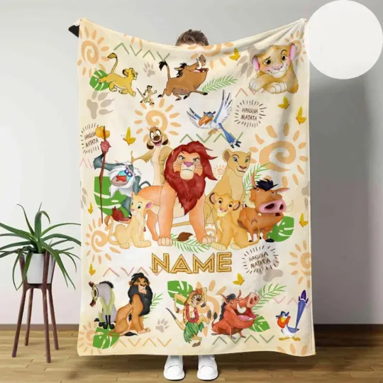Personalized The Lion King Simba Mufasa Timon Pumbaa Fleece Blanket