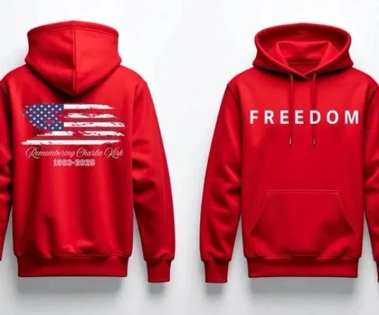 SALE - Charlie Kirk Hoodie - Remembering 1993-2025 American Flag
