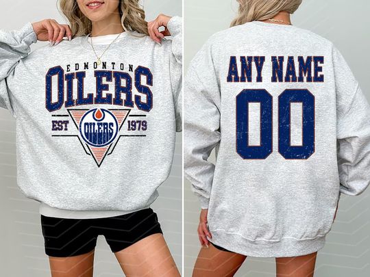 Personalized Edmonton Oilers Sweatshirt- Hoodie| Edmonton Hockey shirt| Custom Hockey Shirt| Hockey Mom Dad gift